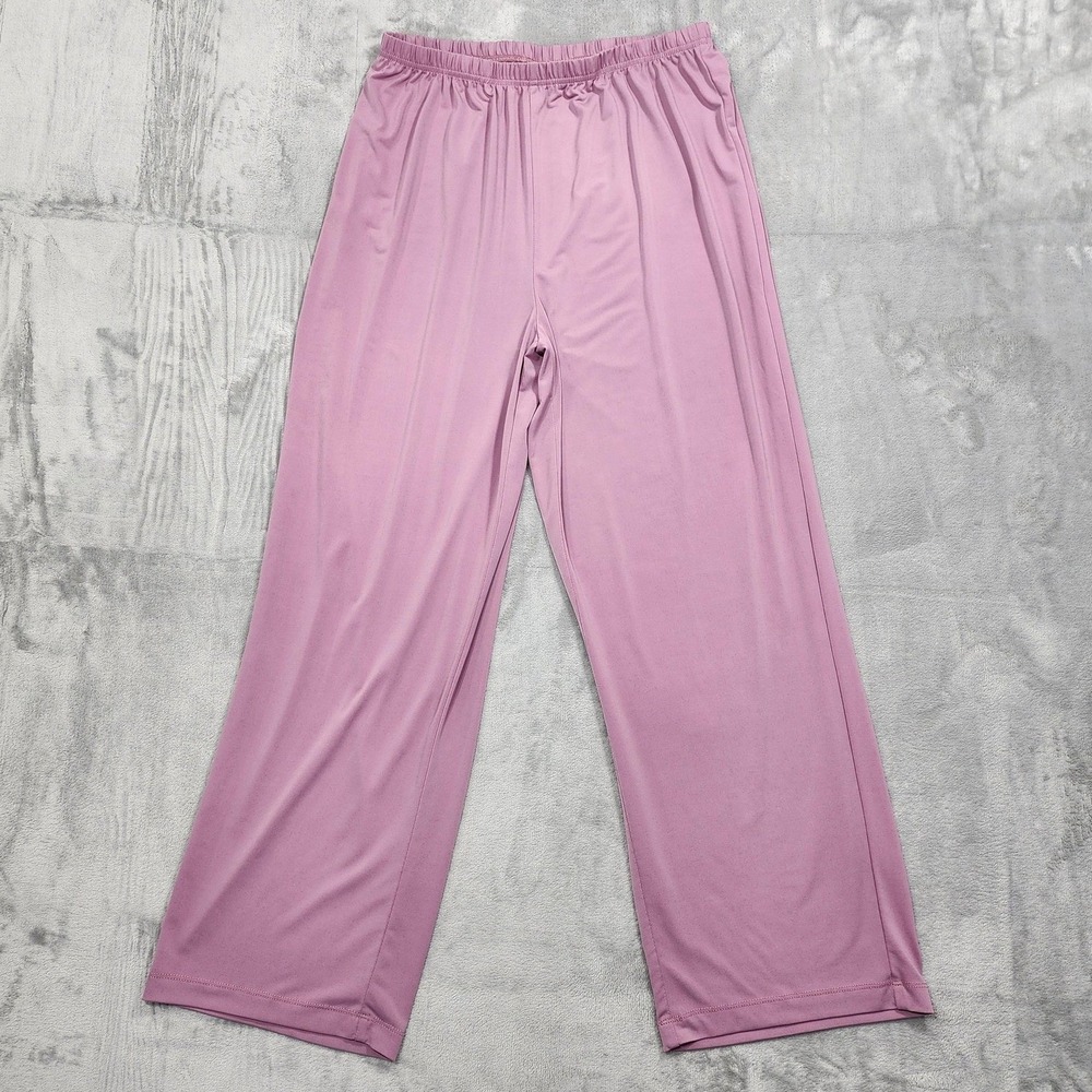 Woman Within Pants Womens 16W Pink Jersey Knit Straight Leg Pull On Stretch